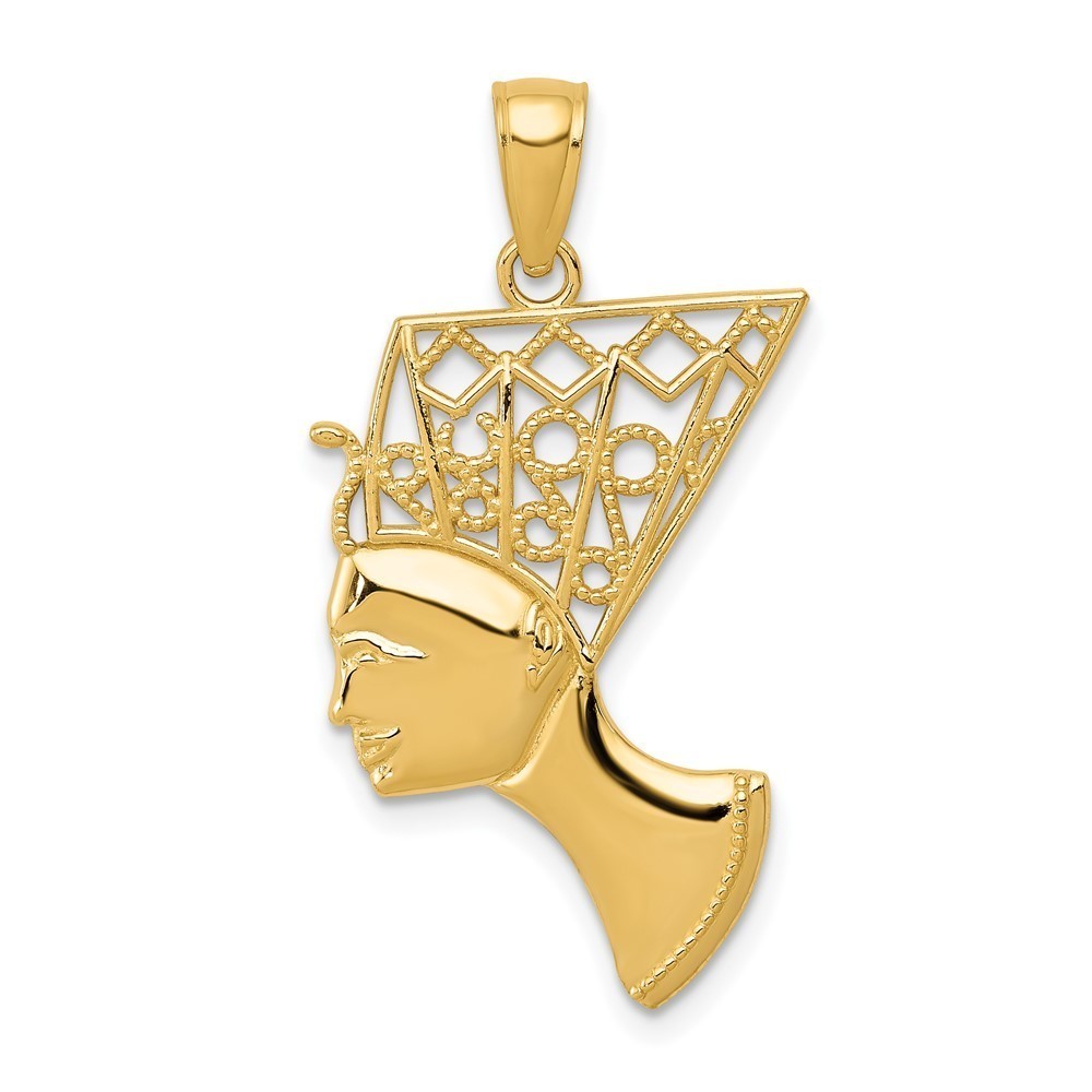 10k Yellow Gold Small Travel Nefertiti Necklace Charm Pendant